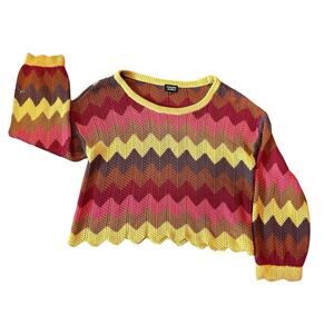 Known Supply Womens Multicolor Herringbone Organic Cotton Knitted Sweater XL New